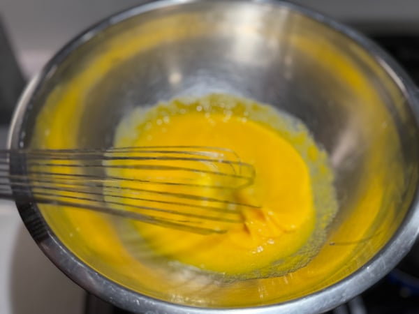 Whisking yolks