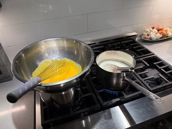 Double boiler on stovetop