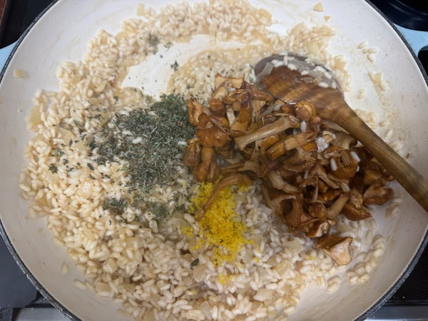 Zest thyme mushrooms back to risotto