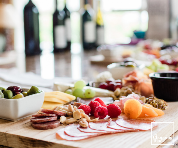 Cheese board with wine