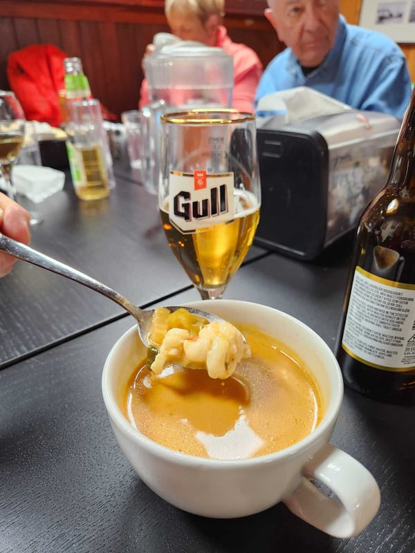 Lobster soup and beer