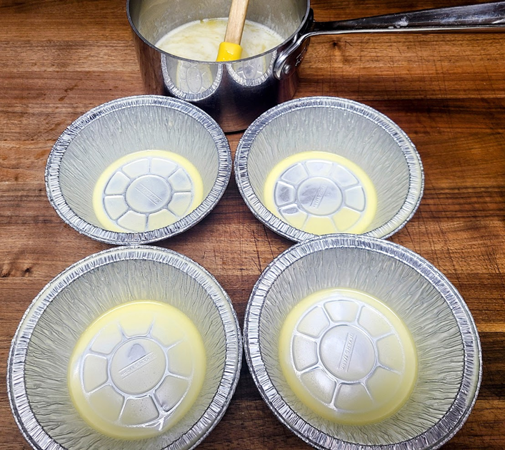 Dishes brushed with butter