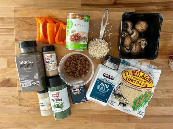 Lentil taco ingredients