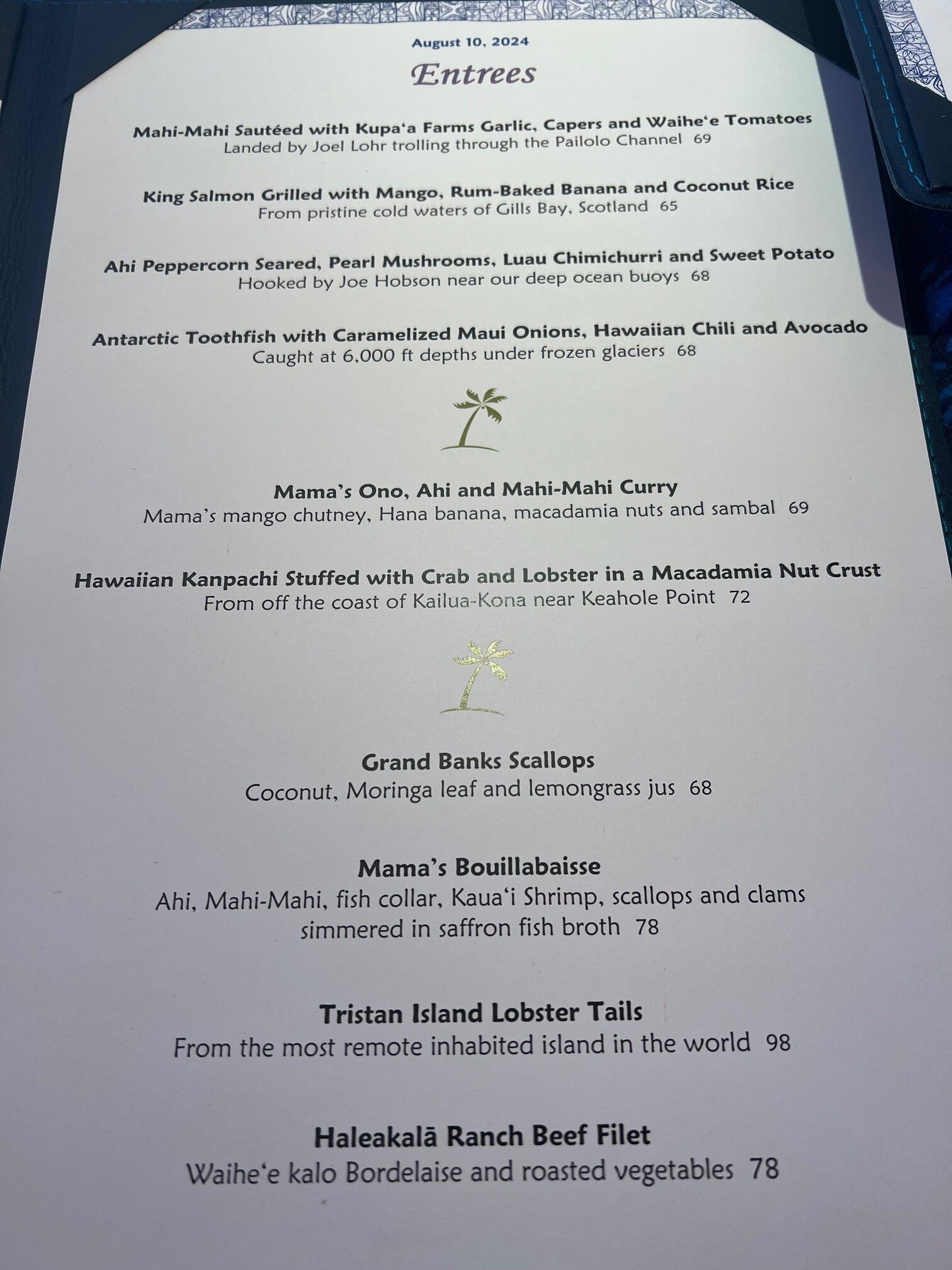 Mama's Fish House menu