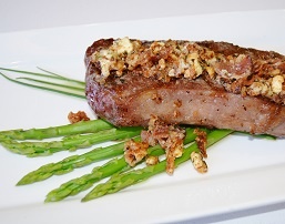 Grilled Strip Steaks with Bacon Blue Cheese Butter
