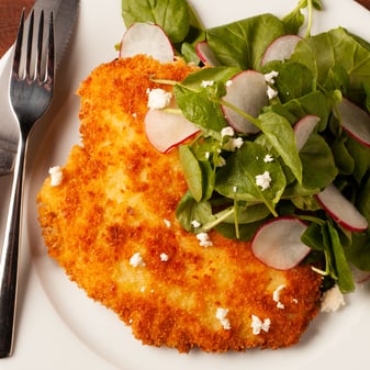 Crispy Sauteed Chicken Breasts with Watercress-Radish Salad