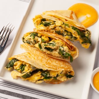 Egg, Spinach and Goat Cheese-Stuffed Crêpes