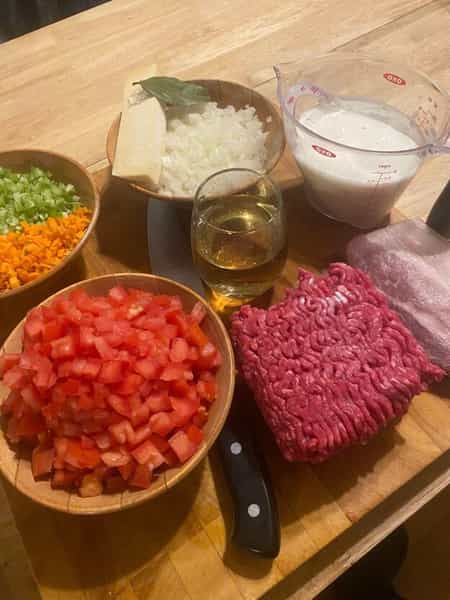 Bolognese mise en place
