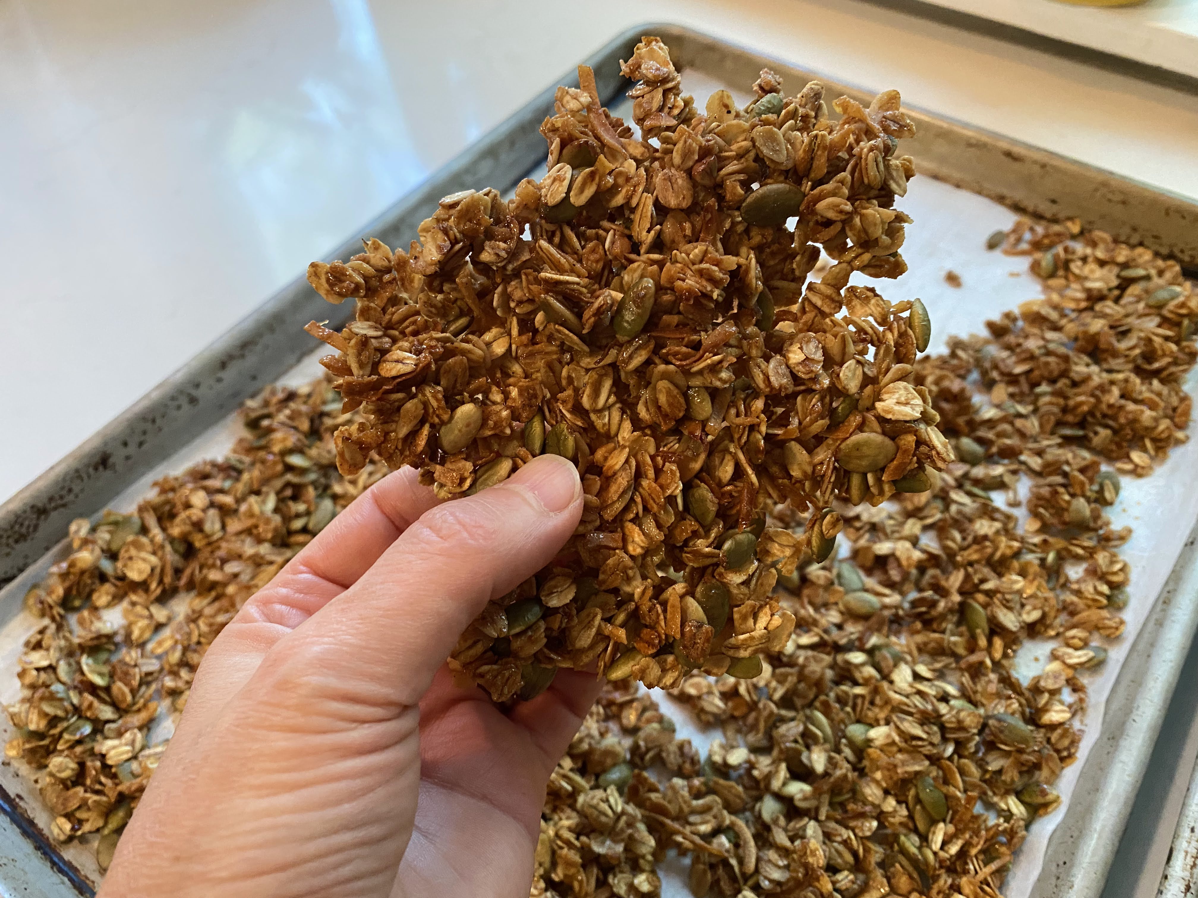Breaking up granola