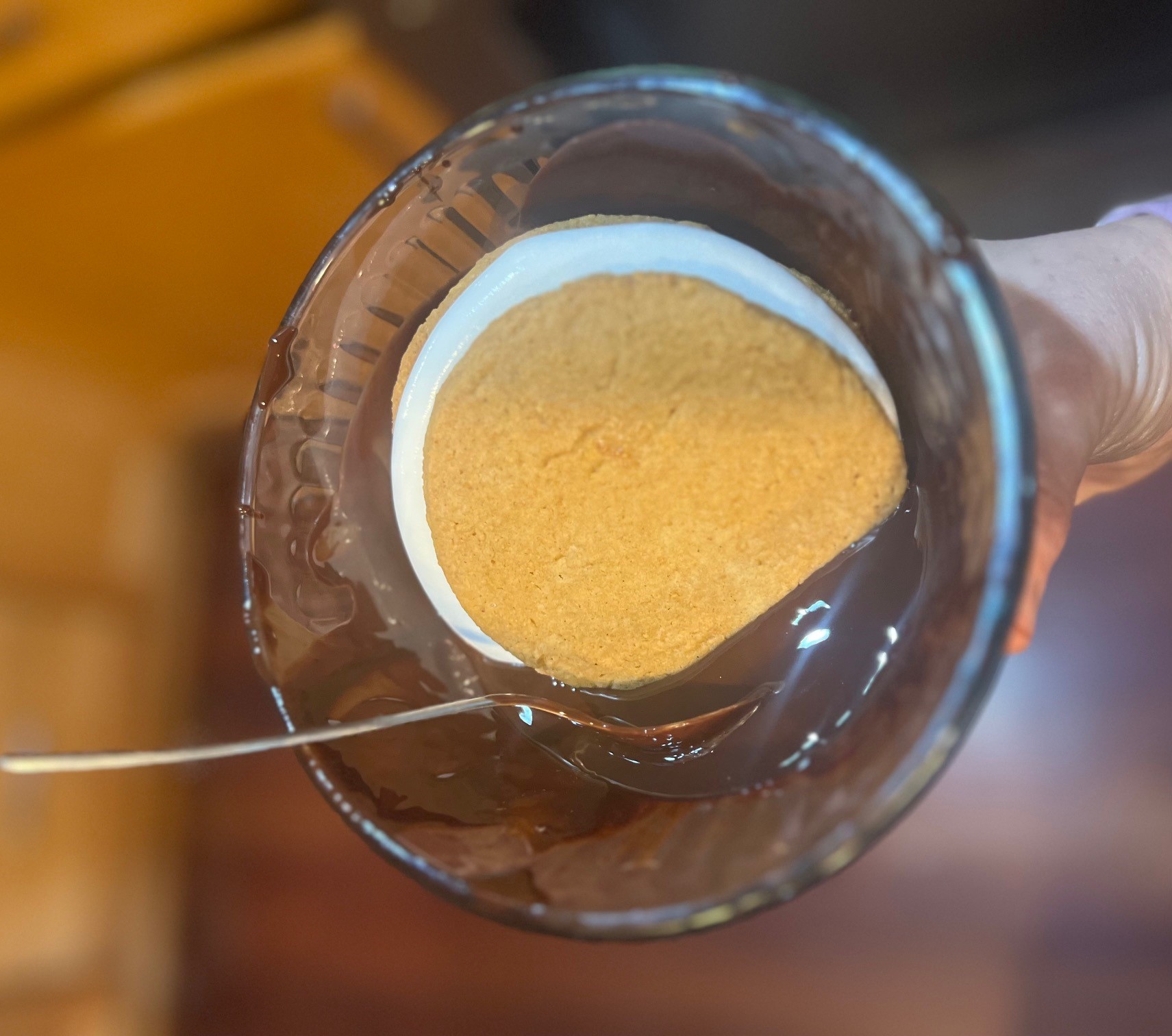 Coating the Moon Pie in Chocolate