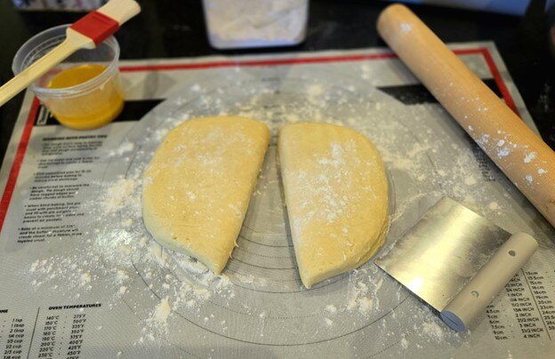 Dough divided in half