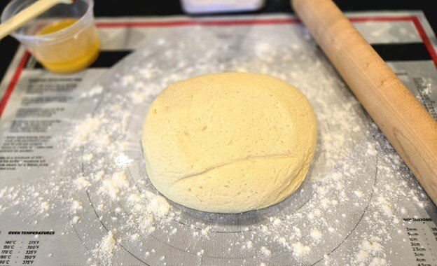 Dough on mat