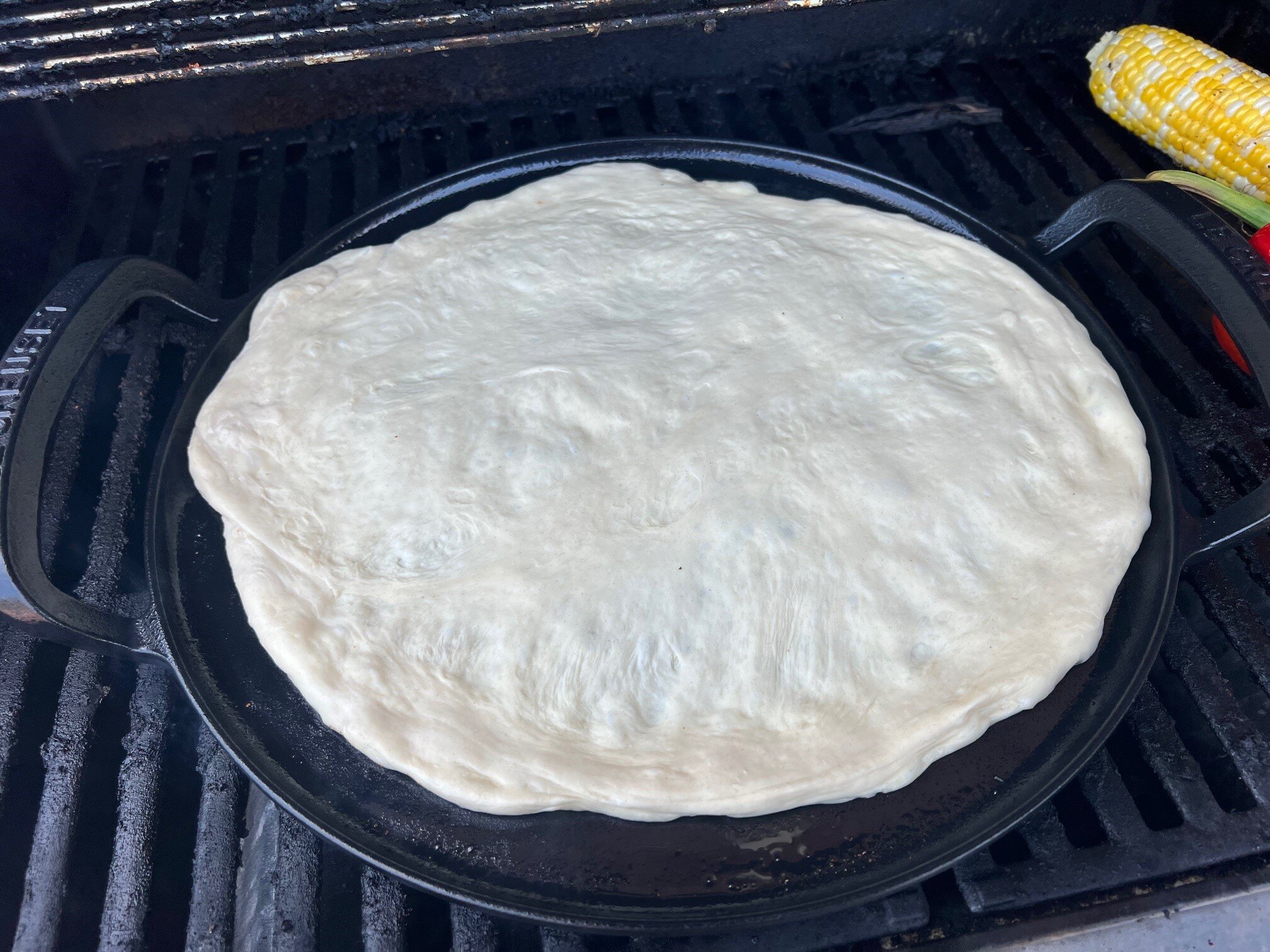 Dough on pizza pan