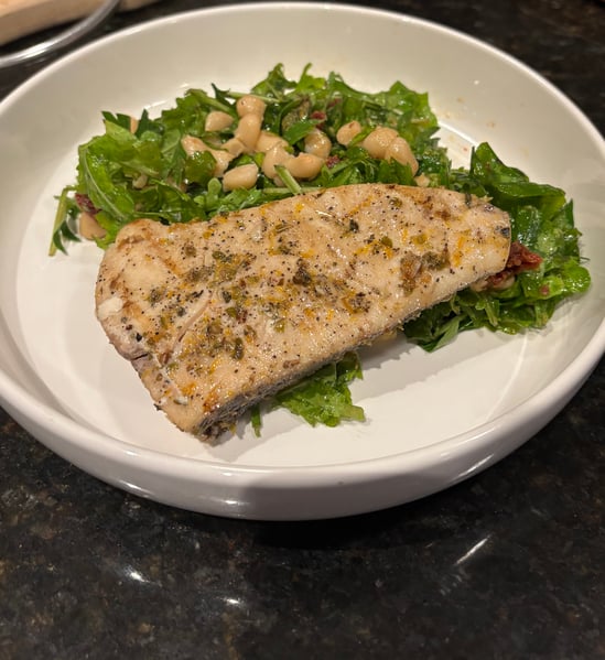 Grilled swordfish plate