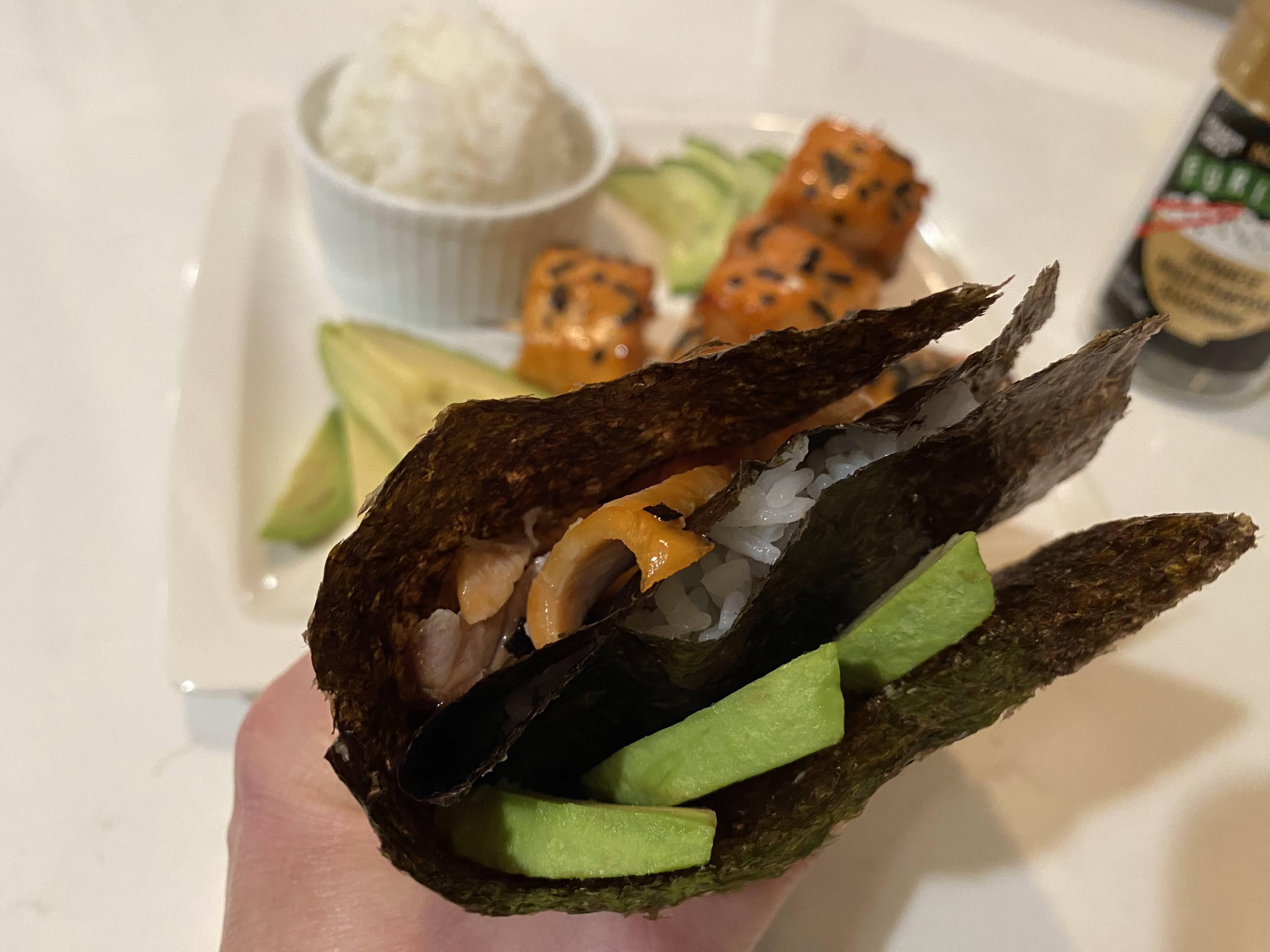 Folded sushi sandwich