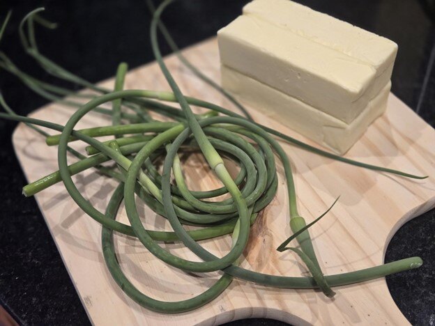 Garlic scapes and butter