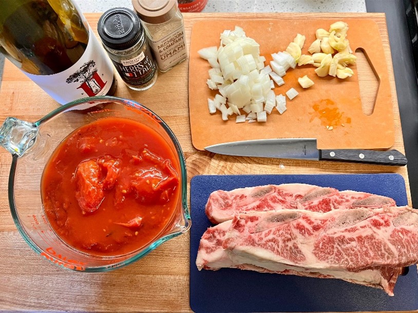 Tomato gravy mise en place