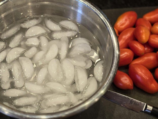 Tomato ice bath