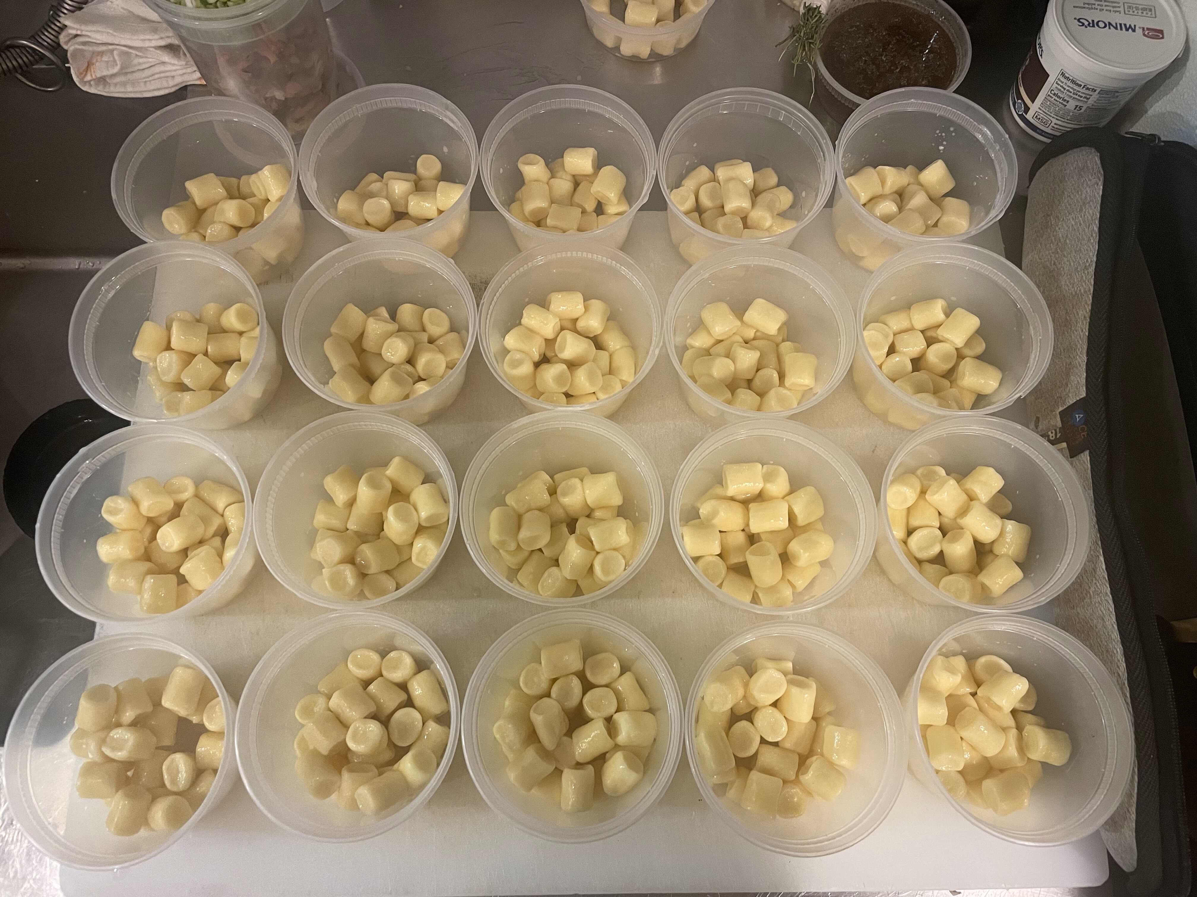 Gnocchi in plastic containers