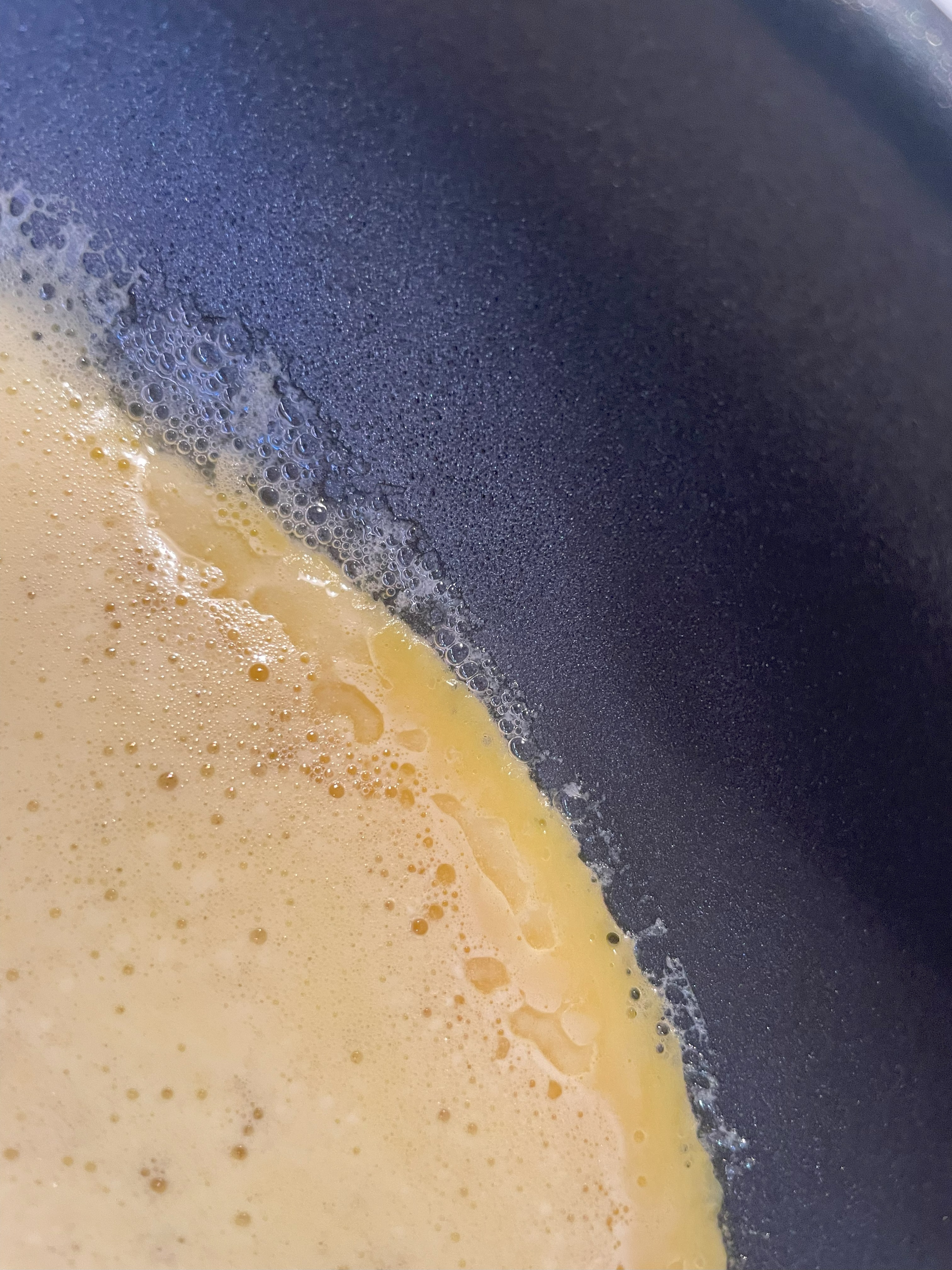 Edges of eggs begin to set