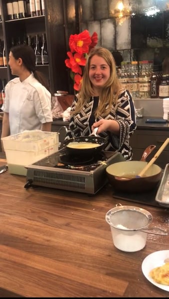 kate flipping crepes