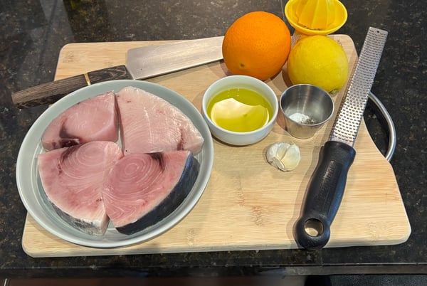 Marinating mise en place