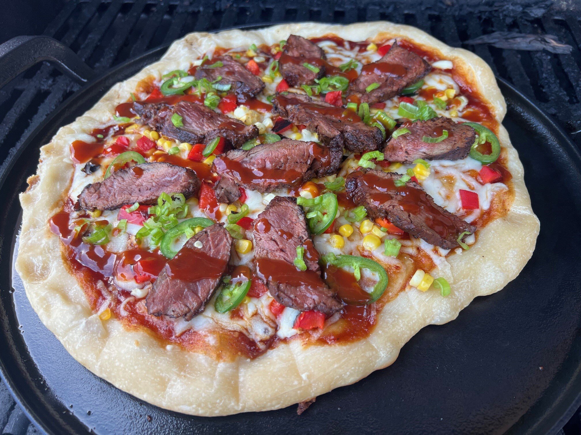 Pizza on grill