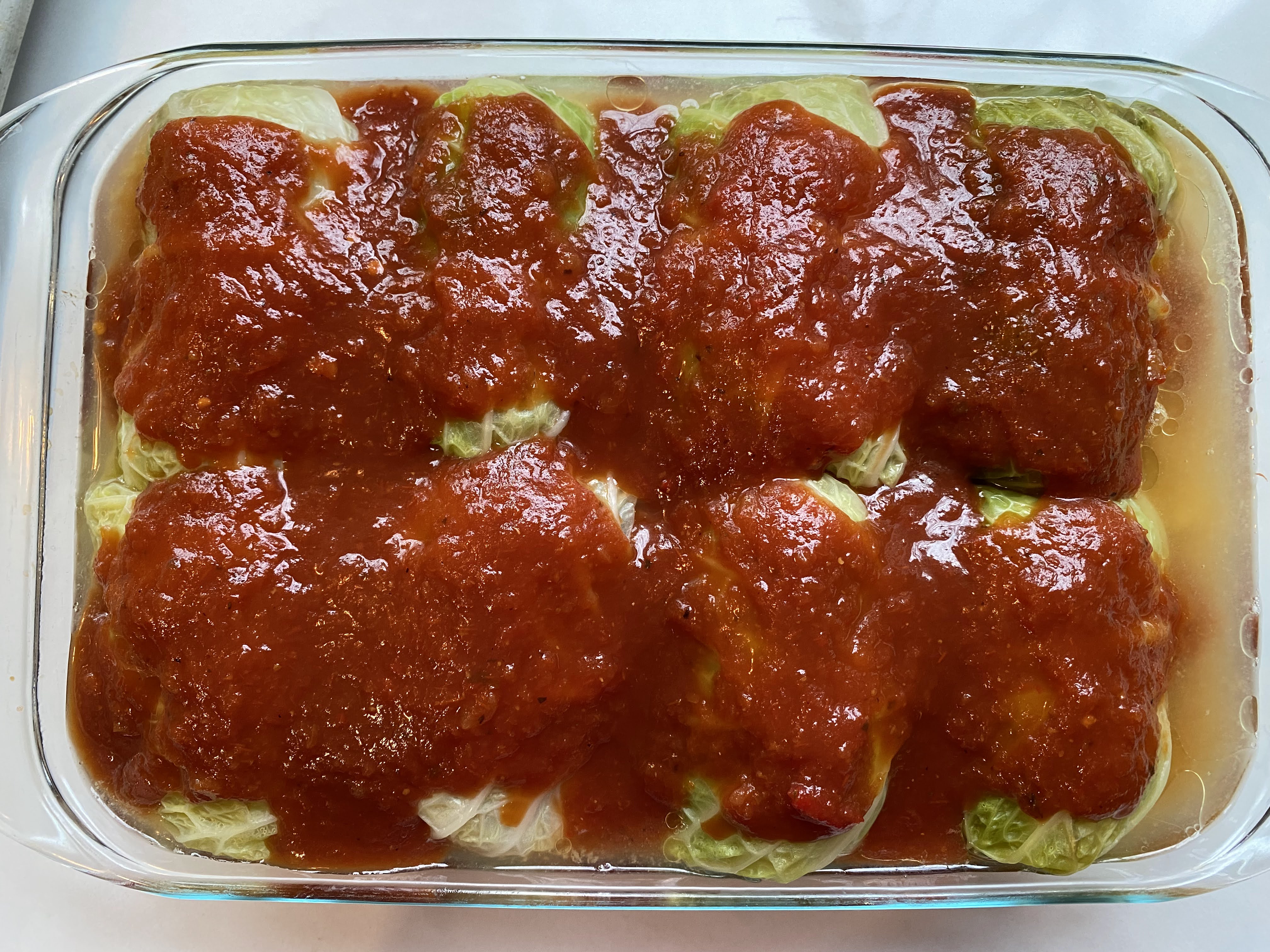 Cabbage rolls with tomato sauce
