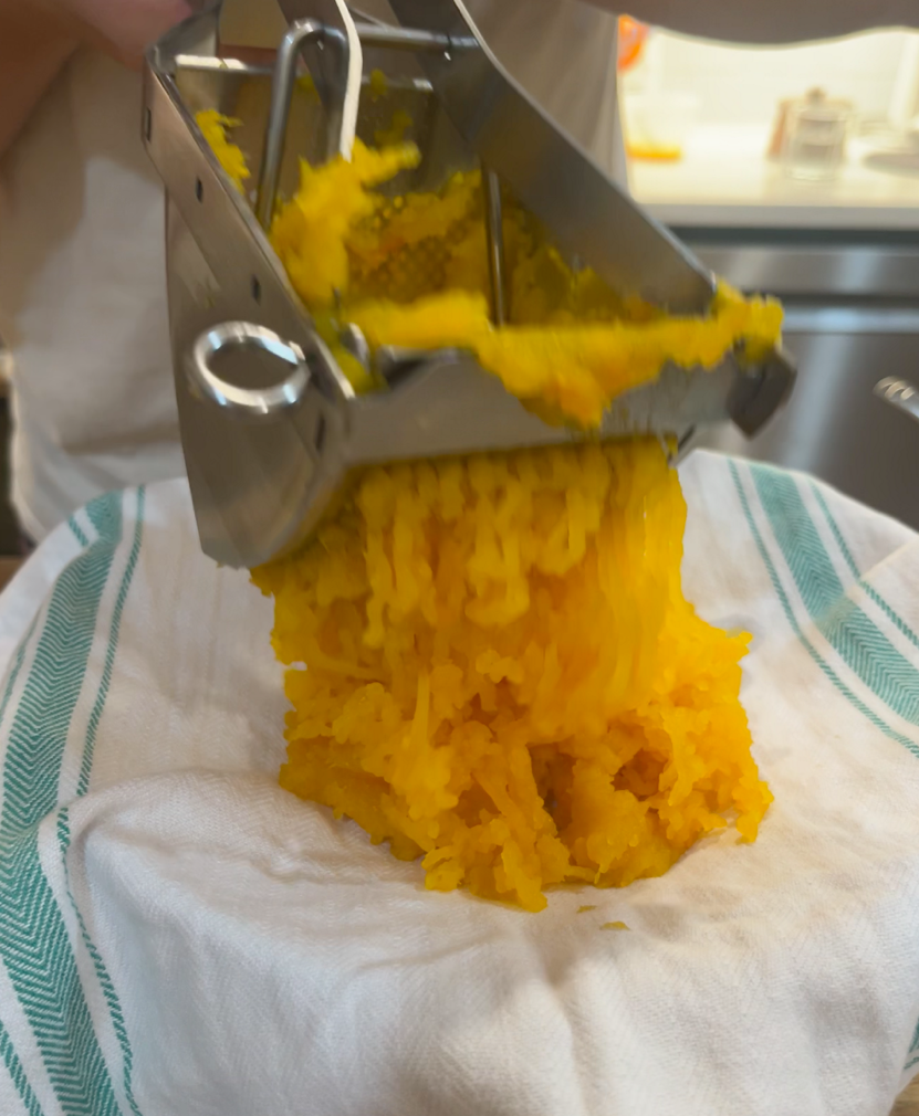 Butternut squash in ricer