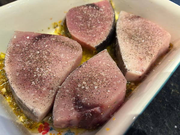 Salt and pepper on fish