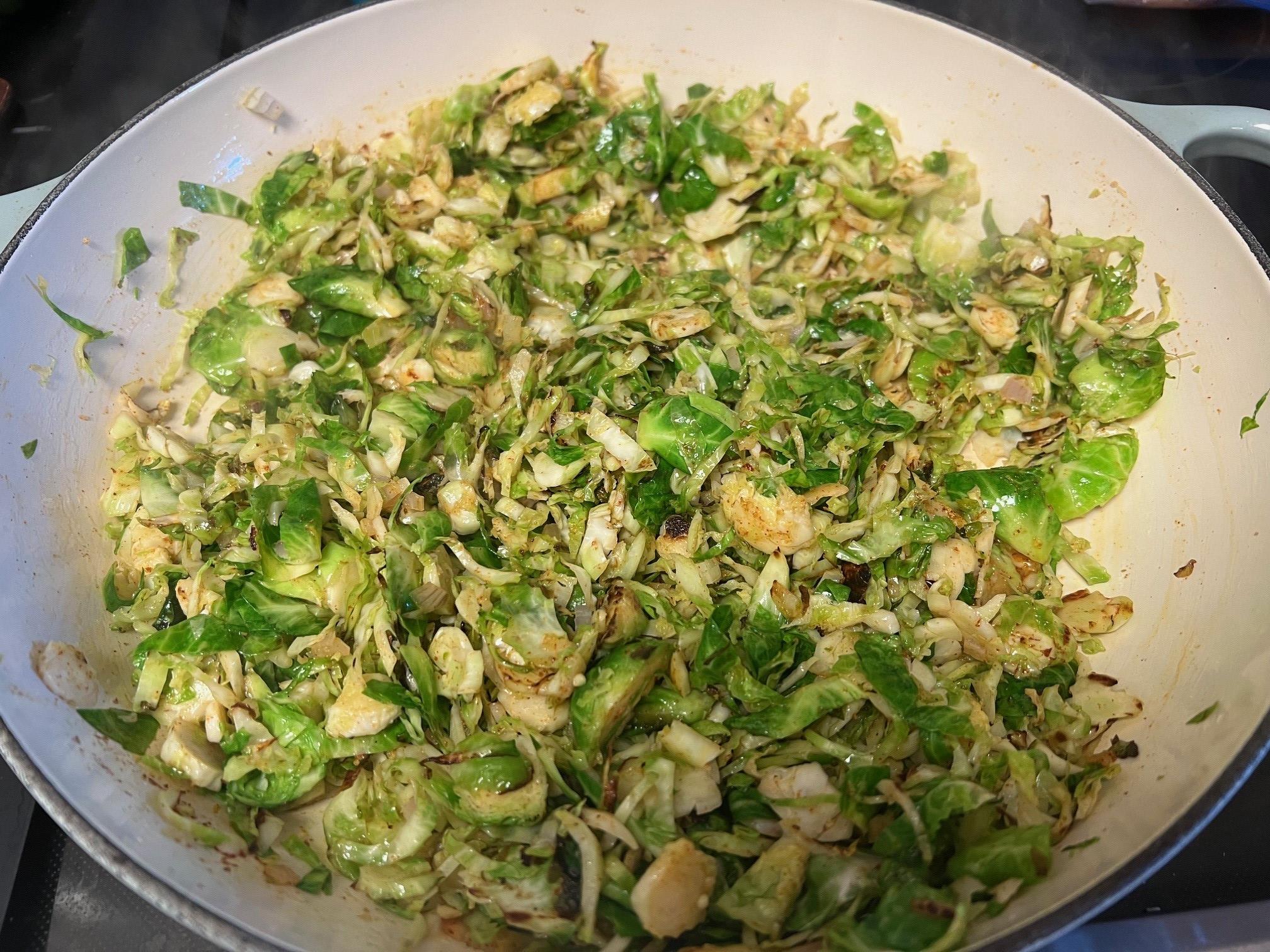 Saute brussels with caramelization