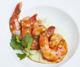 Spicy Mexican Shrimp Cocktail with Avocado Crema