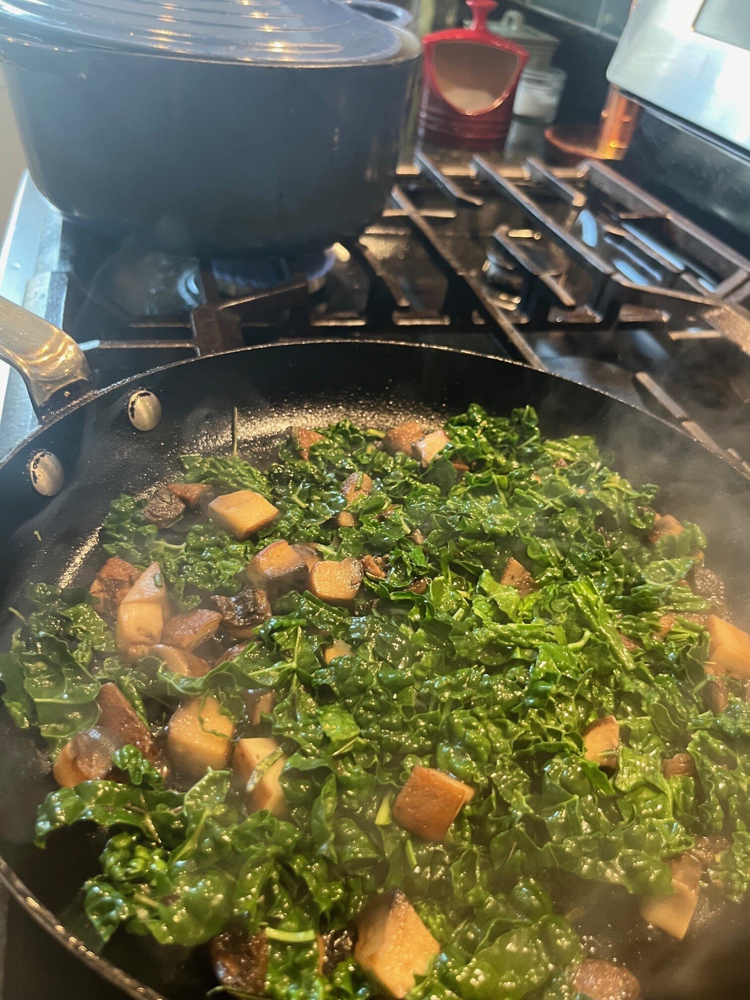 Squash, mushrooms and kale