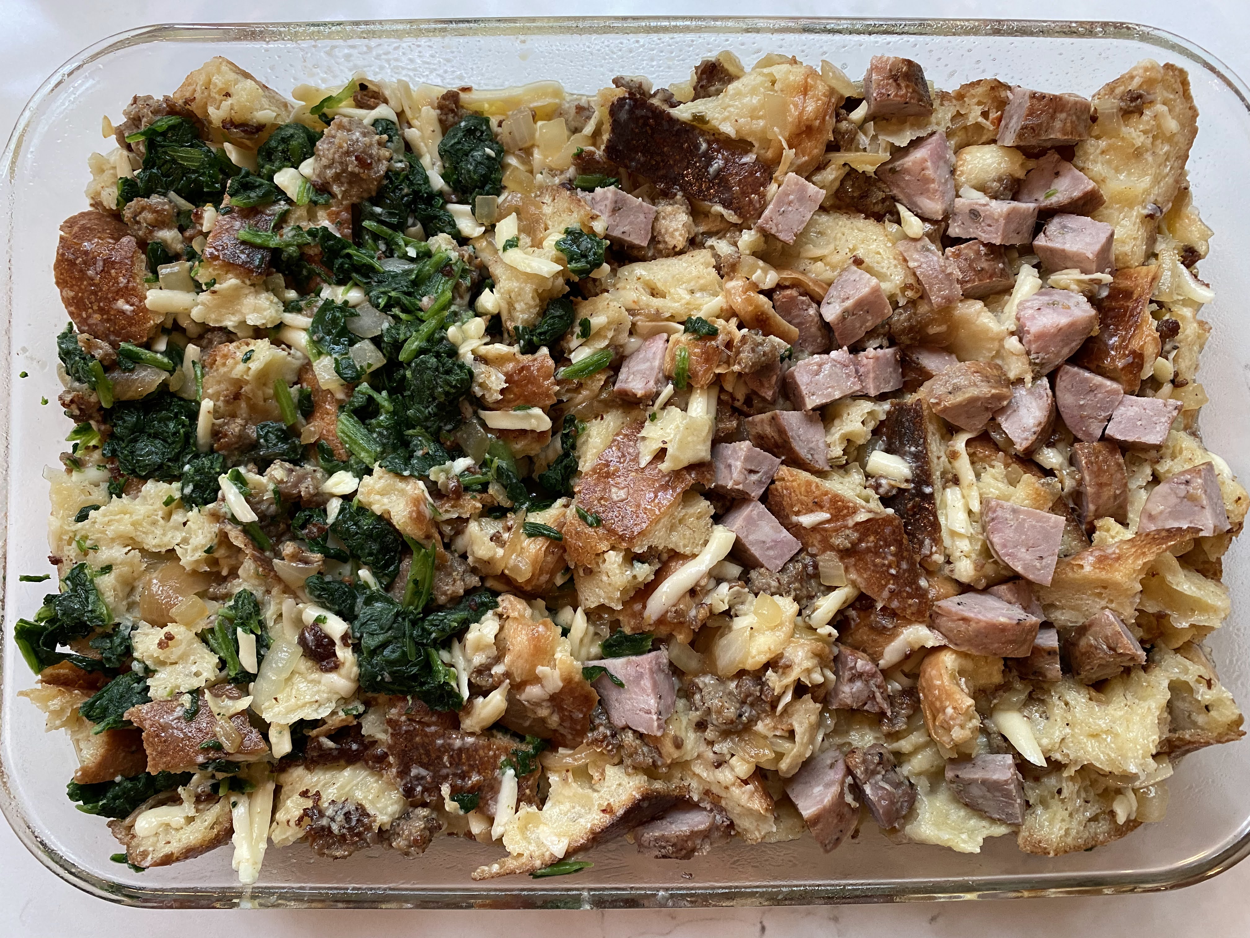 Strata before baking