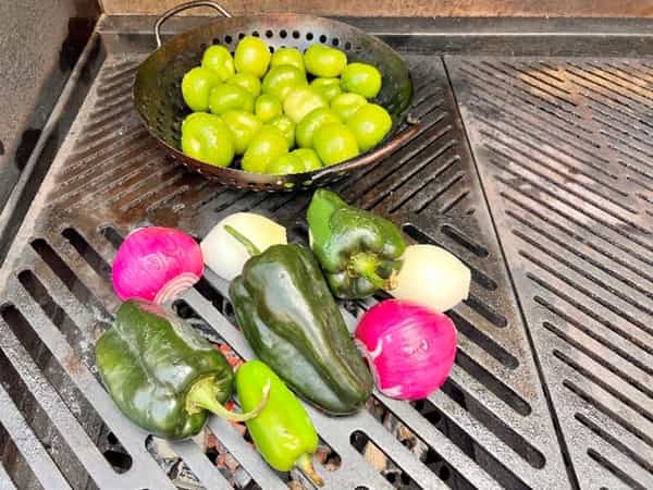 Vegetables on grill with oil