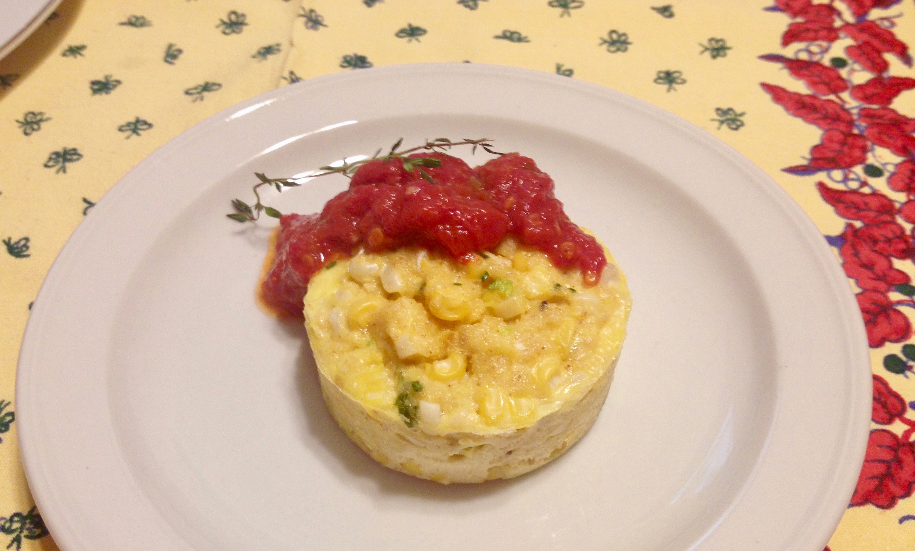 Timbales of Fresh Corn with Fresh Tomato Sauce