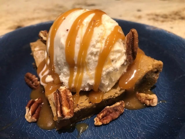 Browned Butter Blondies with Salted Caramel Sauce