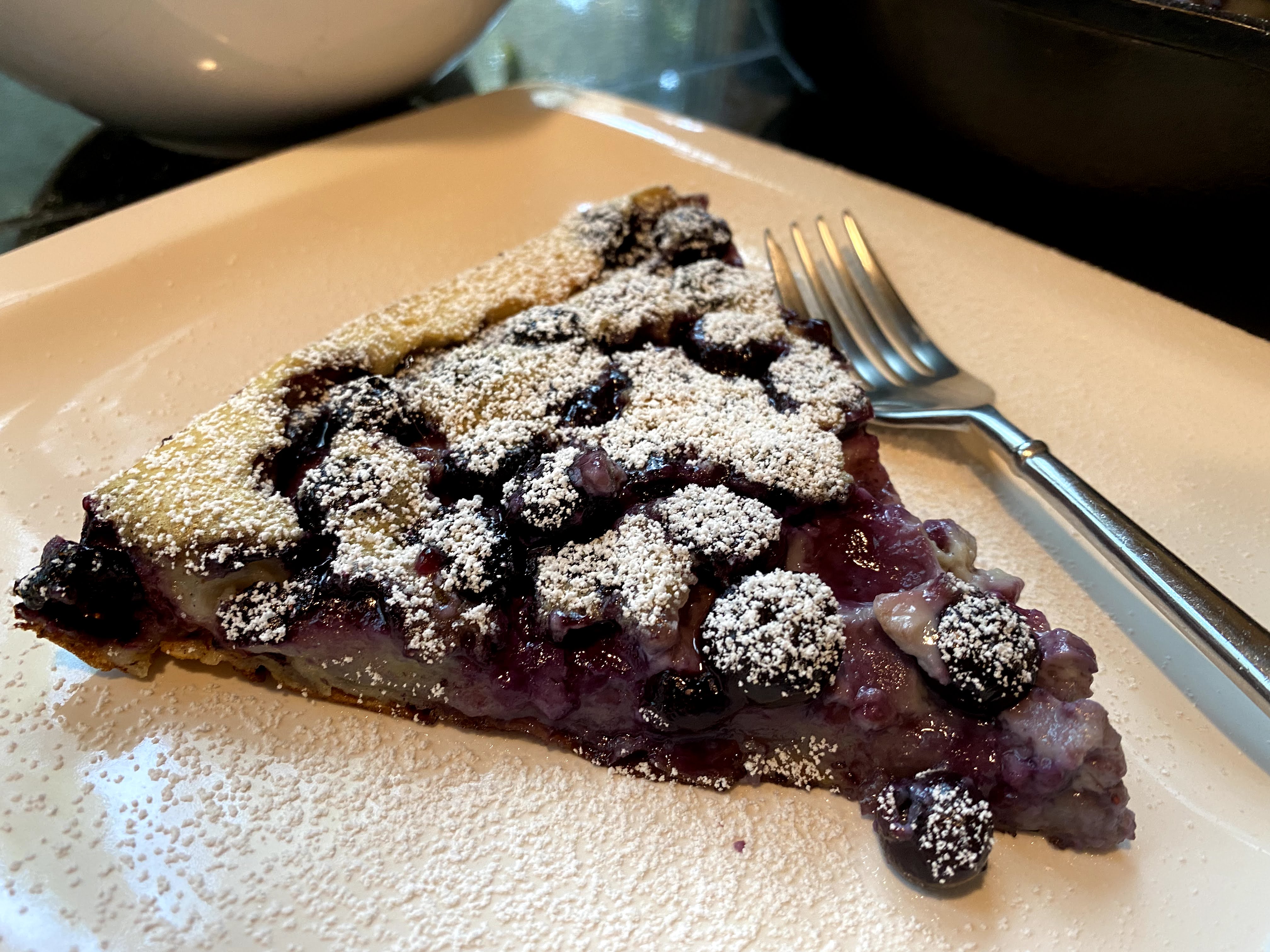 Blueberry Clafoutis with Powdered Sugar