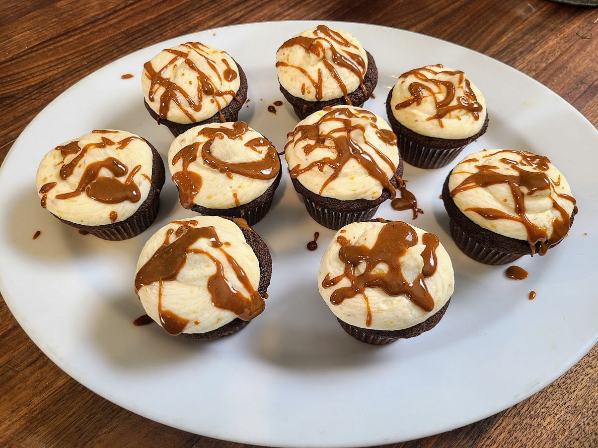 Devil's Food Cupcakes with Roasted Banana Buttercream