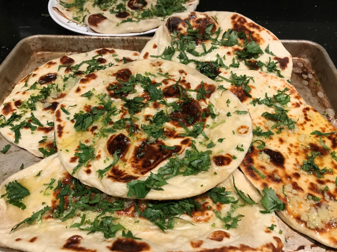 Naan with Garlic Butter and Cilantro