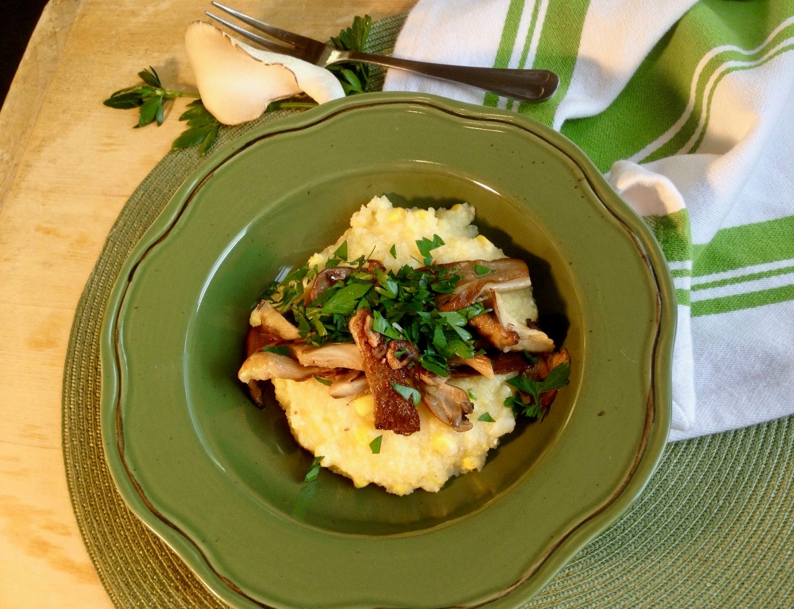 French-Style Sauteed Mushrooms and Polenta Bake