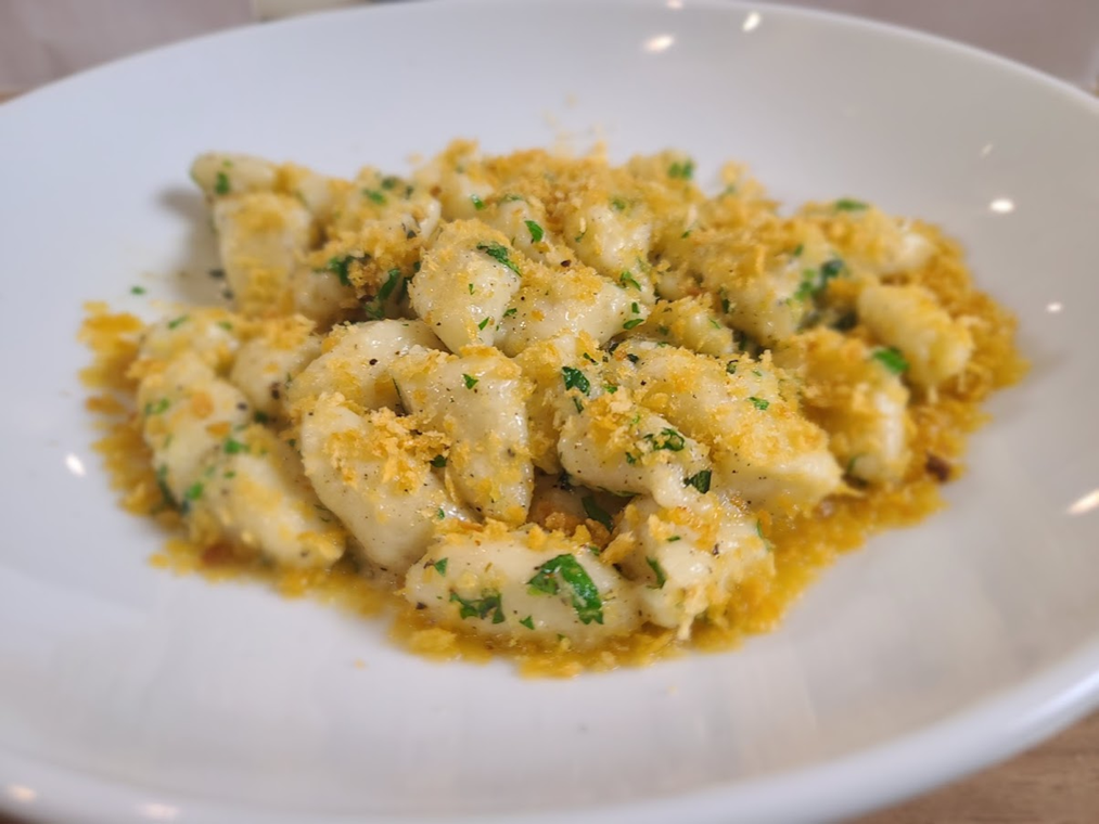 Classic Potato Gnocchi with Roasted Garlic Butter and Toasted Breadcrumbs