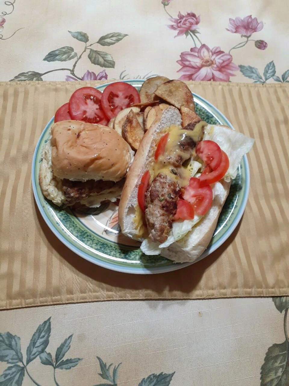 Ron’s Favorite Burger and Italian Sausage with Peppers