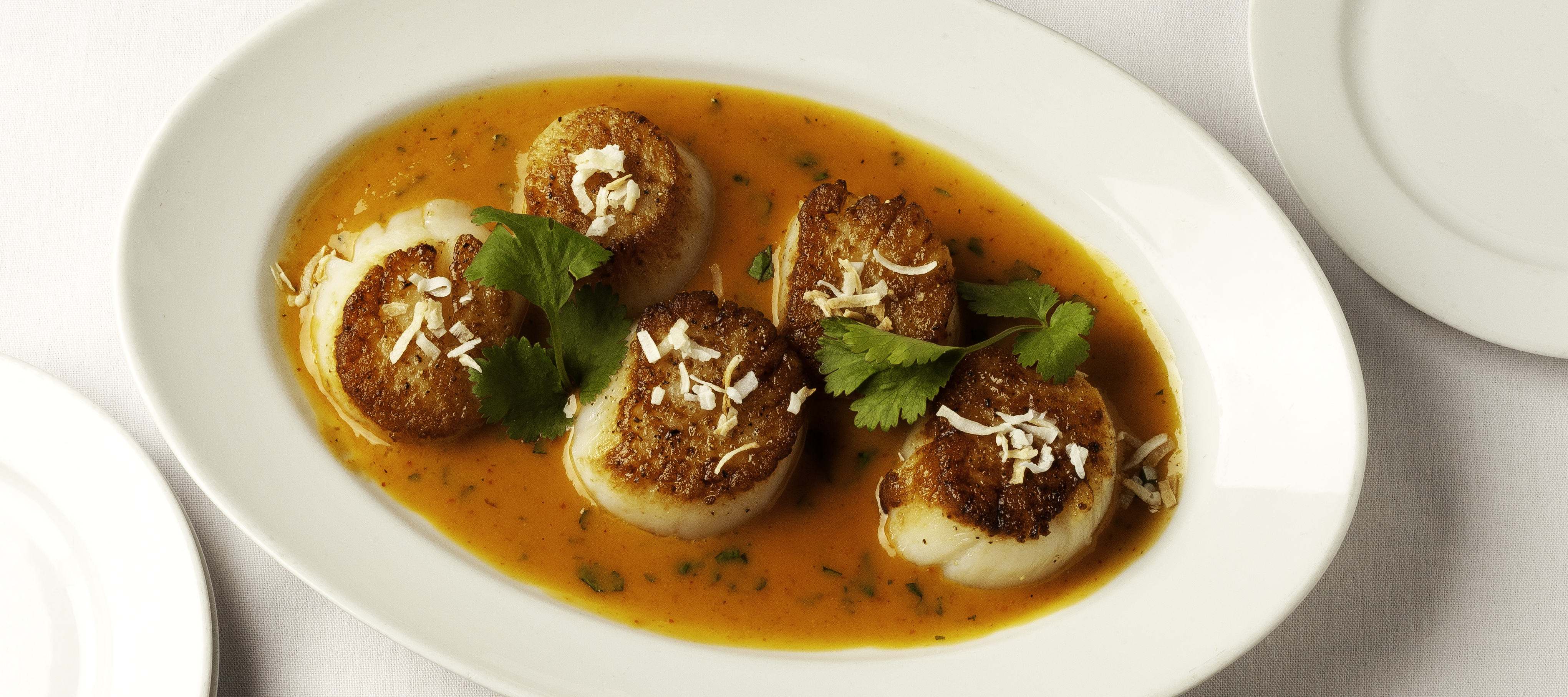 scallops with red coconut curry sauce
