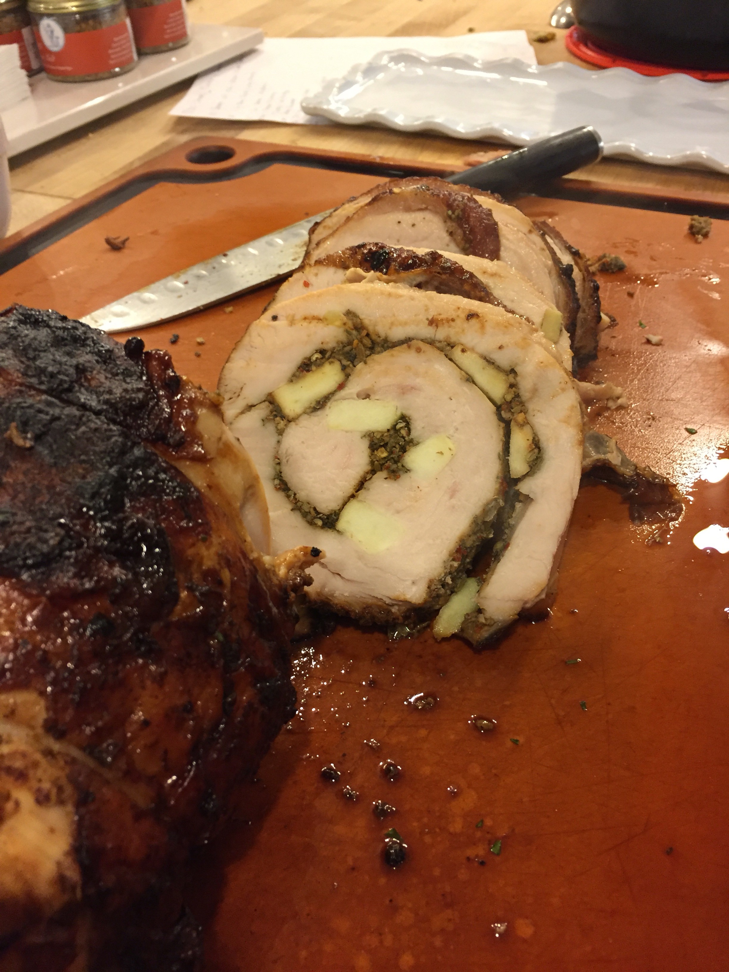 Turkey Roulade Stuffed with Prosciutto, Sage and Dried Cranberries